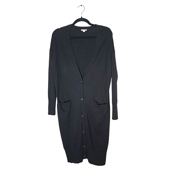 GAP Sweaters - GAP Womens V-Neck Merino Wool Blend Long Black Cardigan with Pockets, Size S